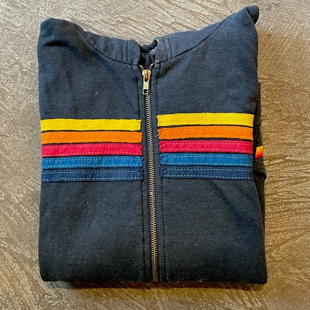 Aviator nation classic 5-striped zip-up hoodie- size M, Navy